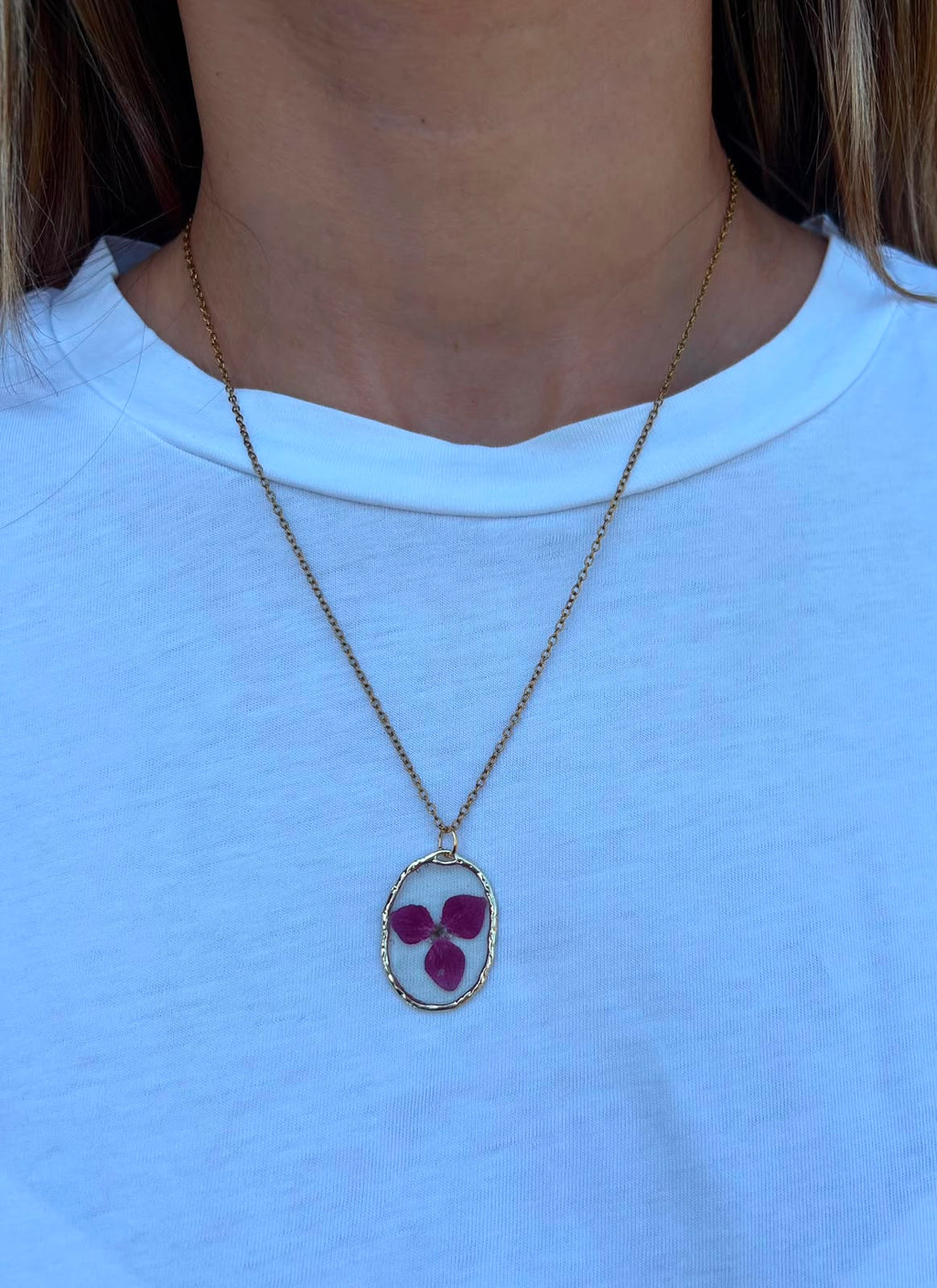 Collana fioriture trasparente - ortensia rosa