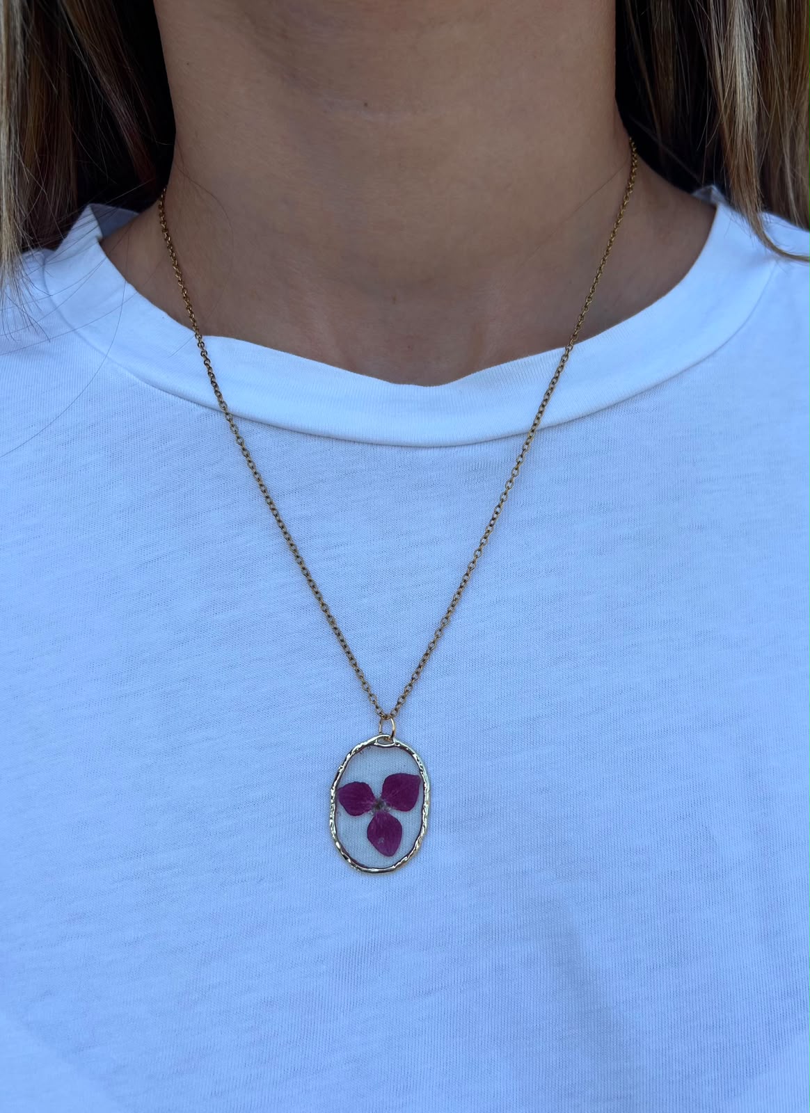 Collana fioriture trasparente - ortensia rosa