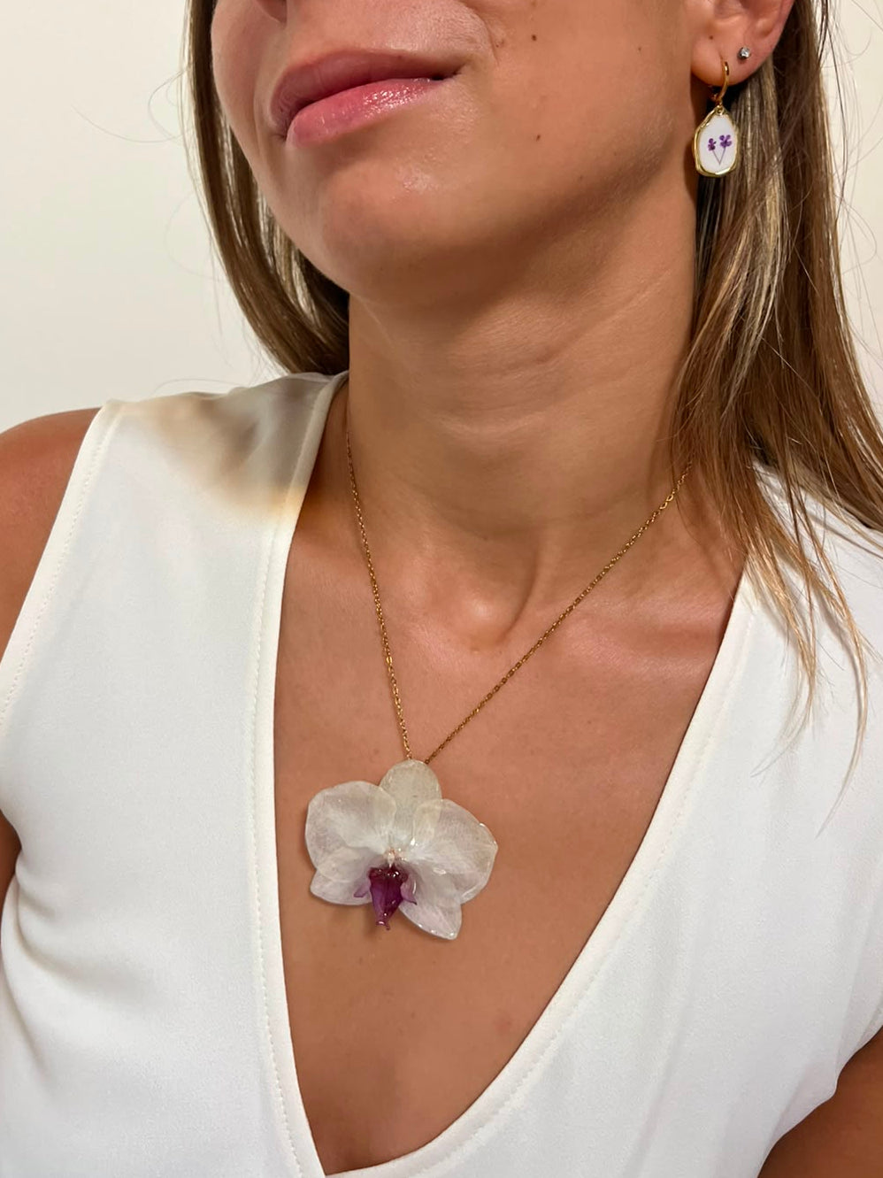 Collana fiori - orchidea bianca