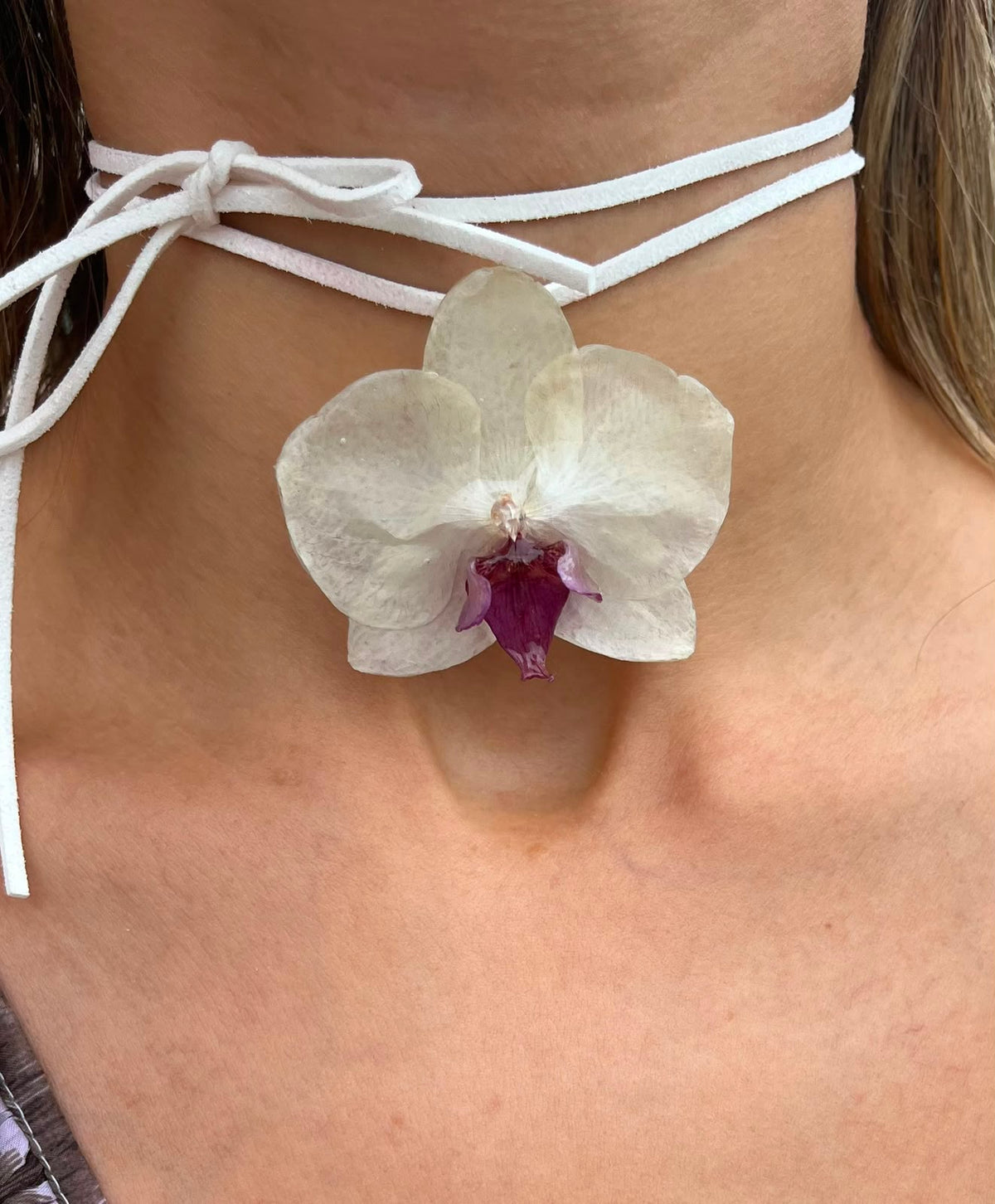 Collana fiori - orchidea bianca