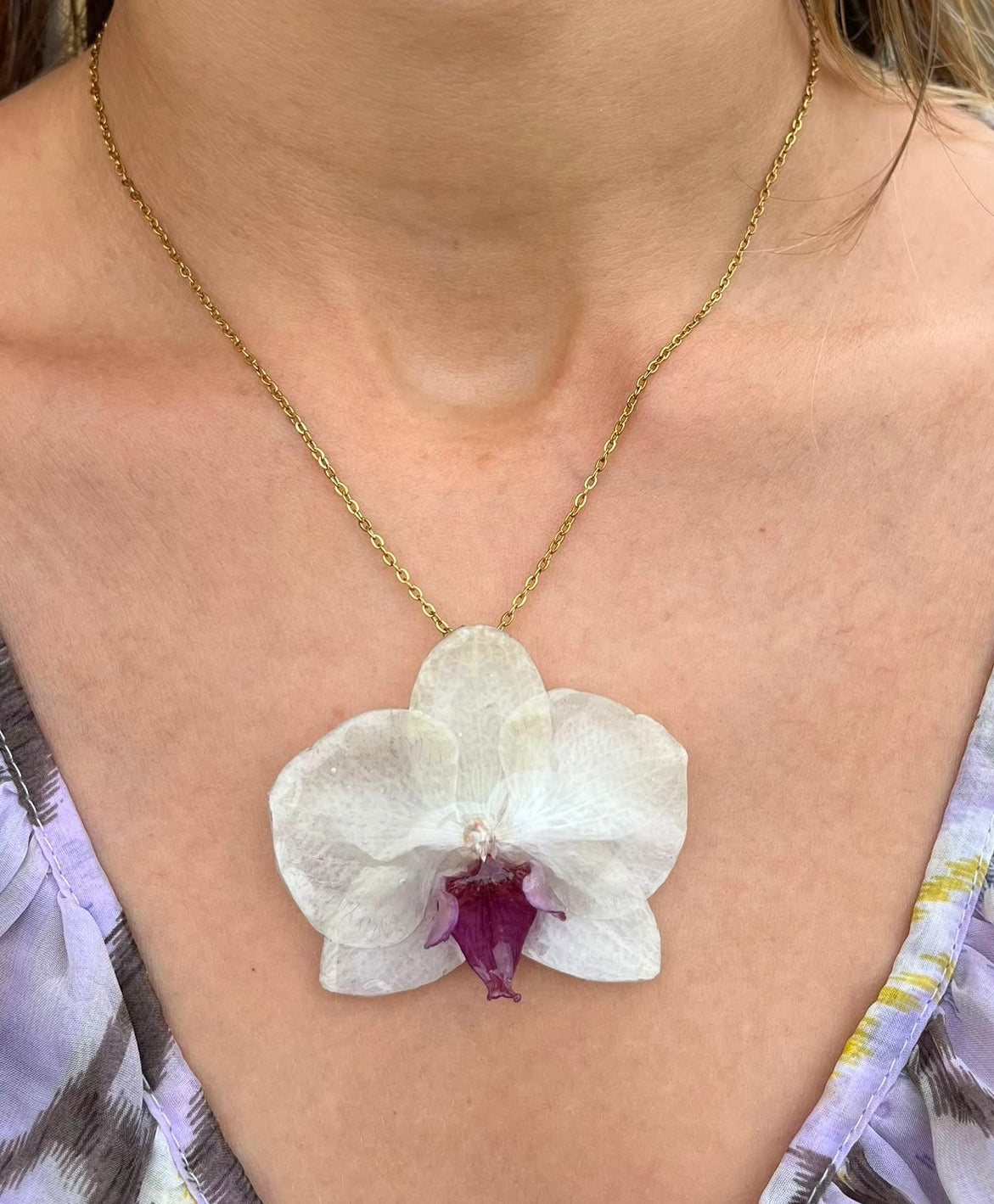 Collana fiori - orchidea bianca