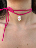 Collana piccole fioriture - fiori di campo fucsia