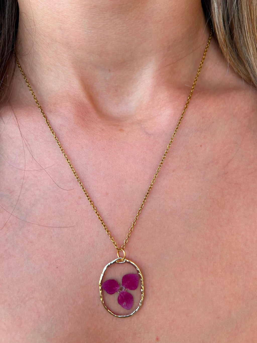 Collana fioriture trasparente - ortensia rosa
