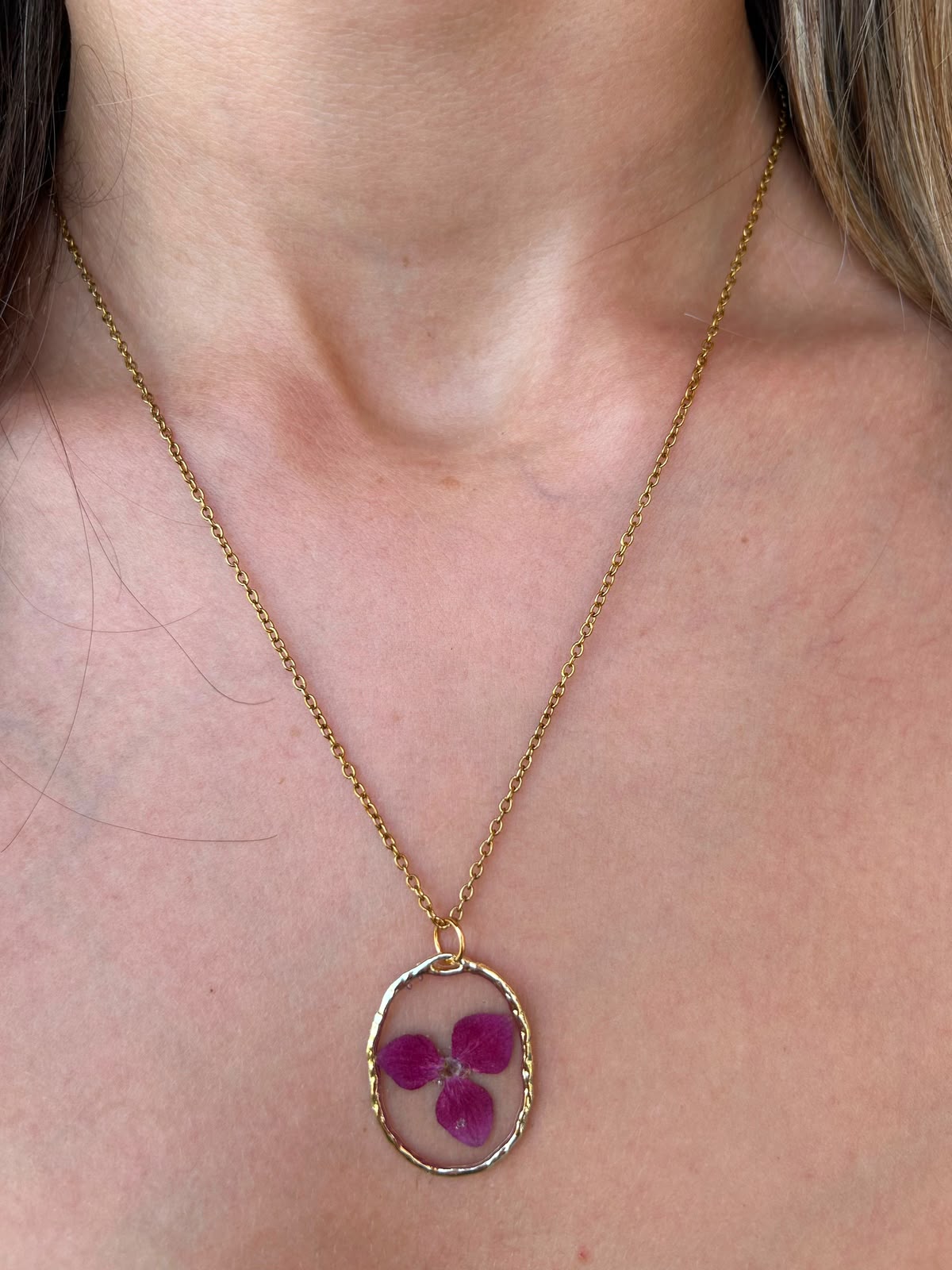 Collana fioriture trasparente - ortensia rosa