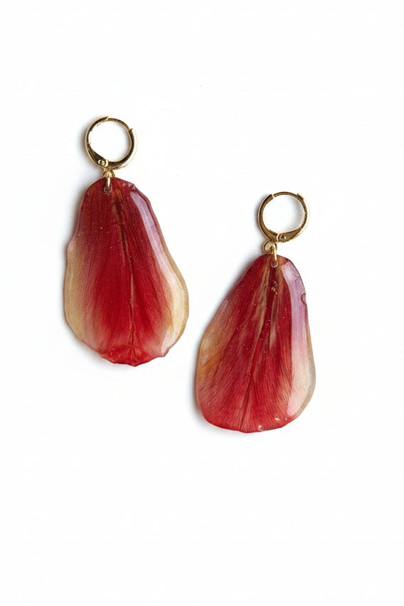 Orecchini fiori - petali di papavero rosso