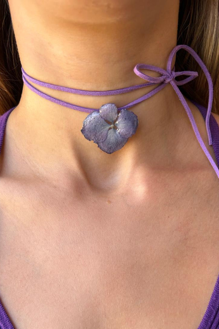Collana fiori - ortensia viola