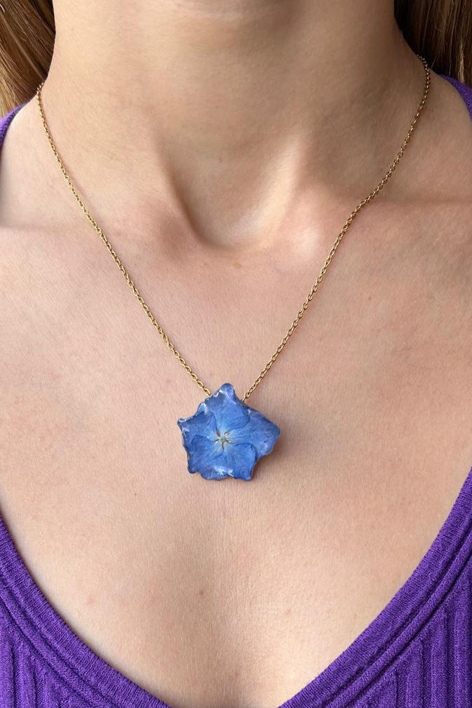 Collana fiori - ortensia azzurra