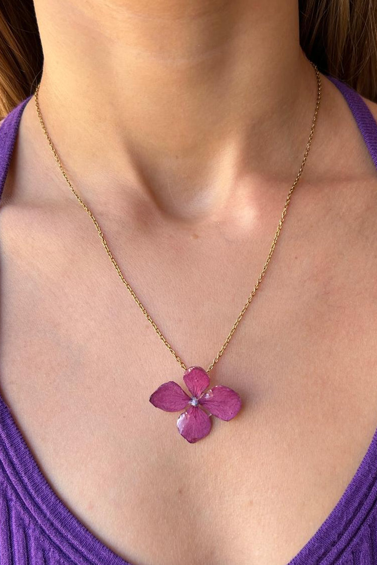 Collana fiori - ortensia rosa