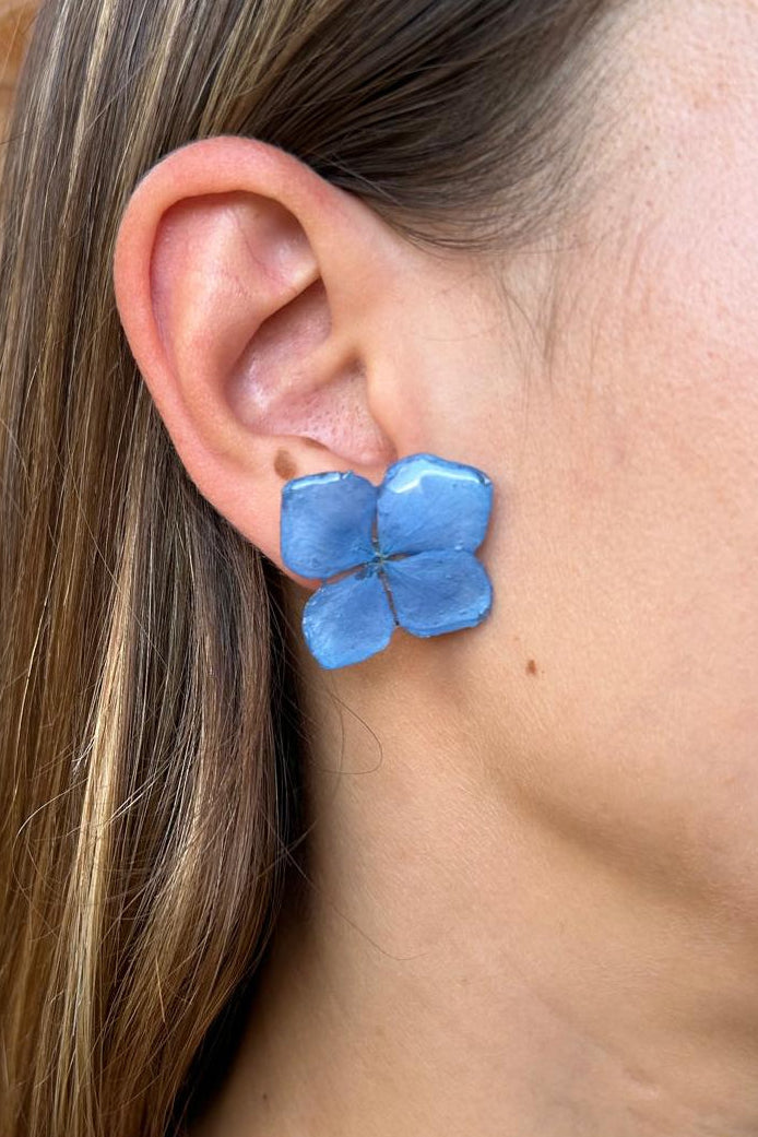 Orecchini fiori - ortensie azzurre