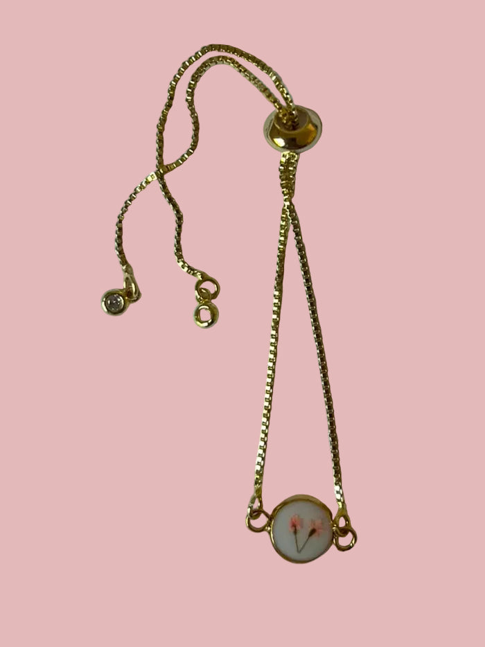 Braccialetto piccole fioriture - fiori di campo rosa